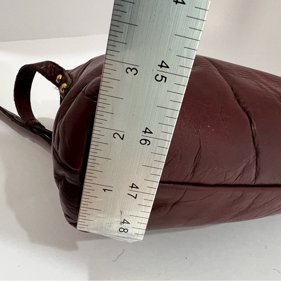 Vintage 60s 70s Leather Handbag AIGNER Handmade Shoulder Bag Maroon Purse - Picture 7 of 16
